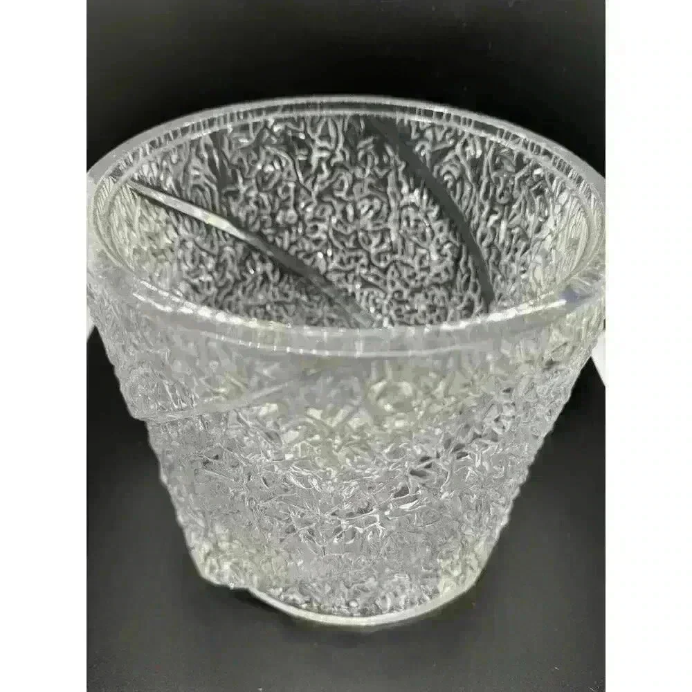 Vintage Mid-Century Modern Lucite Iceberg Textured Ice Bucket Stunning Clear